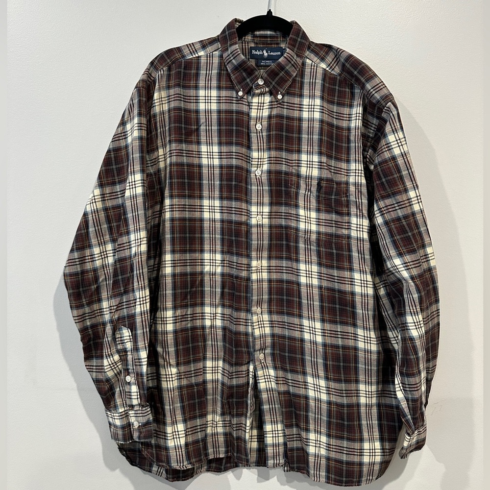 Ralph Lauren Brown Plaid Button Down Shirt - Flannel